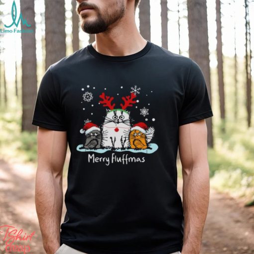 Fluffy cat merry fluffmas three cat christmas design png shirt