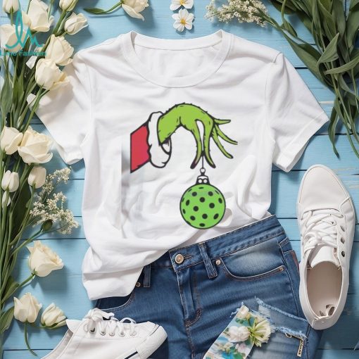 Funny Christmas Pickleball Grinch Hand Shirt