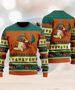 Funny Eating Candy Cane Ugly Christmas Sweater Gragon Pocket Gift For Men Women Dragon