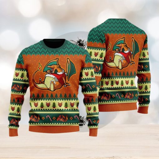 Funny Eating Candy Cane Ugly Christmas Sweater Gragon Pocket Gift For Men Women Dragon