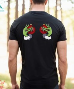 Funny Grinch Hand Is On The Breast Shirt