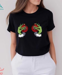 Funny Grinch Hand Is On The Breast Shirt