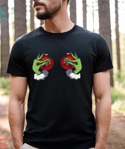 Funny Grinch Hand Is On The Breast Shirt