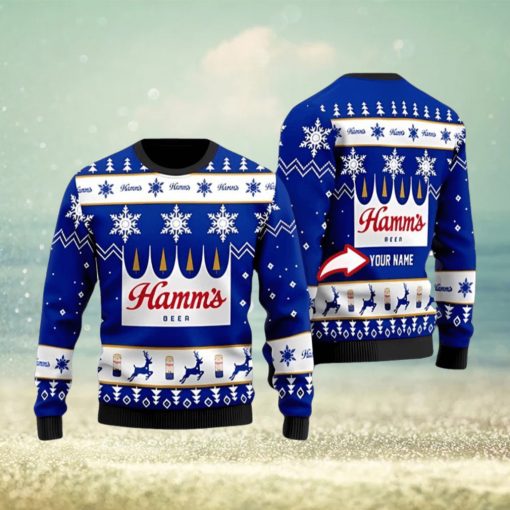 Funny Hamm’s Beer Ugly Christmas Sweater 3D Printed Men And Women Holiday Gift Custom Name Gift For Christmas