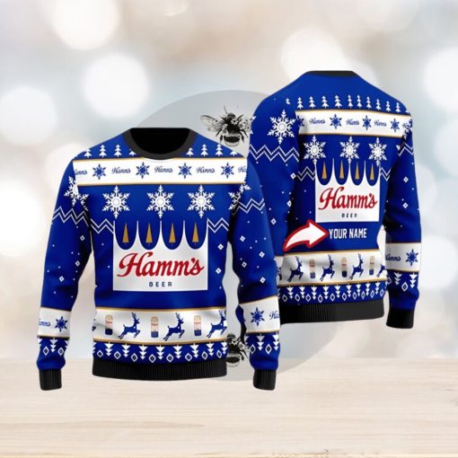 Funny Hamm’s Beer Ugly Christmas Sweater 3D Printed Men And Women Holiday Gift Custom Name Gift For Christmas