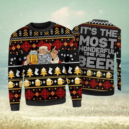 Funny Santa Beer Drinker Ugly Christmas Sweater Xmas 3D Printed Christmas Sweater Gift