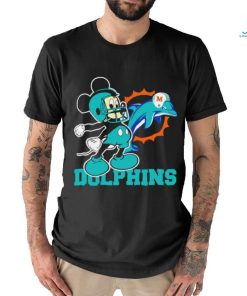 Funny mickey Mouse cartoon NFL Miami Dolphins football player helmet logo shirt