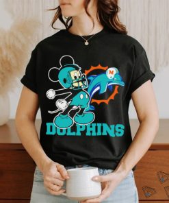 Funny mickey Mouse cartoon NFL Miami Dolphins football player helmet logo shirt