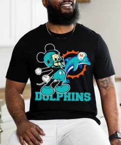 Funny mickey Mouse cartoon NFL Miami Dolphins football player helmet logo shirt