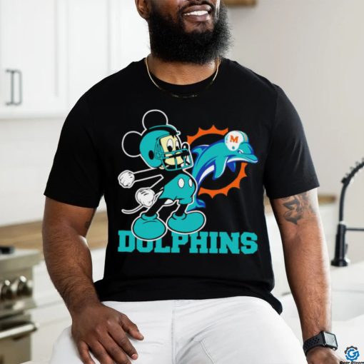 Funny mickey Mouse cartoon NFL Miami Dolphins football player helmet logo shirt