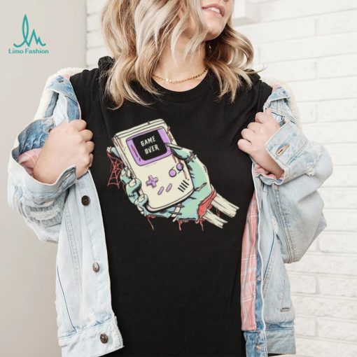 Game Over a severed zombie hand holding a Game Boy shirt