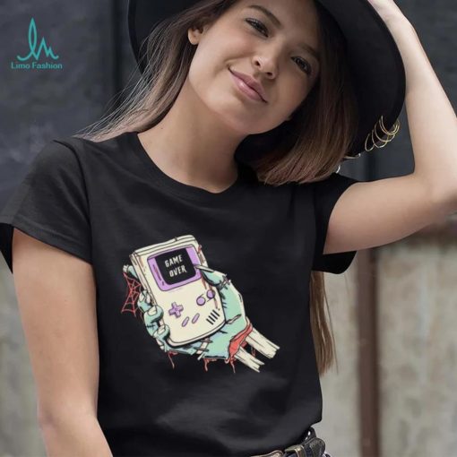 Game Over a severed zombie hand holding a Game Boy shirt