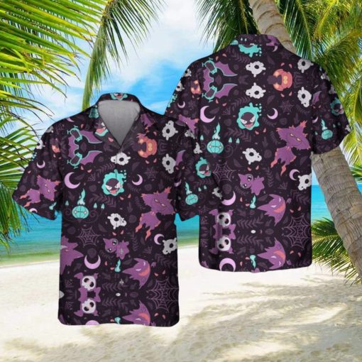 Gengar Ghost V1 Button Up Pikachu Summer Vacation Beach Hawaiian Shirt For Men And Women