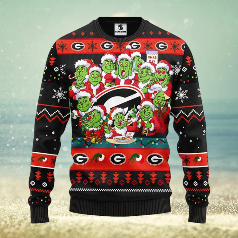 Georgia Bulldogs 12 Grinch Xmas Day Christmas Ugly Sweater Georgia Bulldogs 12 Grinch Xmas Day Christmas Ugly Sweater