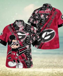 Georgia Bulldogs Mickey Mouse Floral Short Sleeve Hawaii Shirt