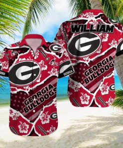 Georgia Bulldogs NCAA1 Flower Tropical Hawaiian Shirt Custom Name