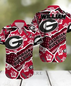Georgia Bulldogs NCAA1 Flower Tropical Hawaiian Shirt Custom Name