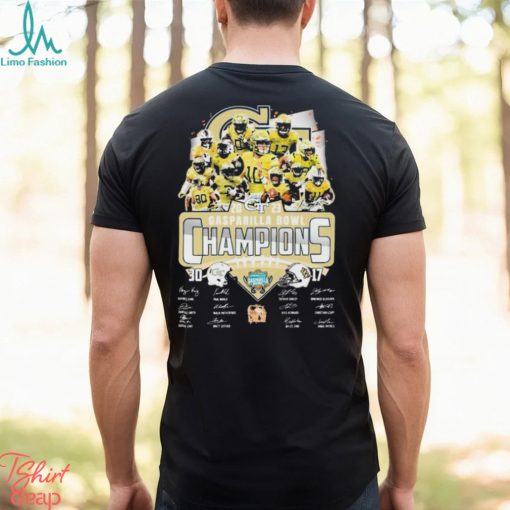 Georgia Tech Yellow Jackets Team 2023 Gasparilla Bowl Champions Finals Score Signatures Shirt