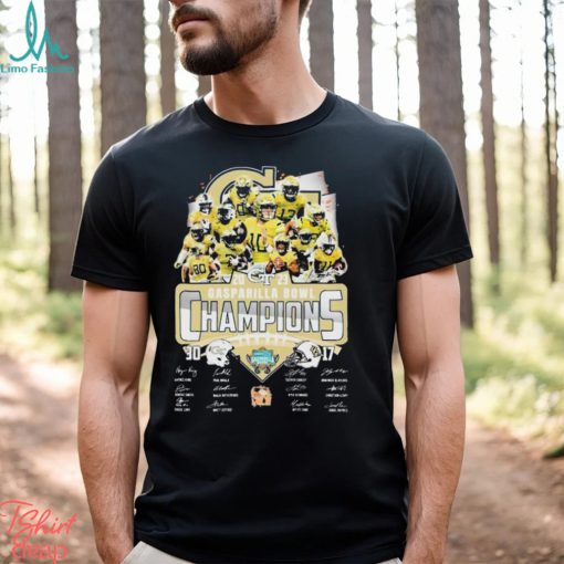 Georgia Tech Yellow Jackets Team 2023 Gasparilla Bowl Champions Finals Score Signatures Shirt