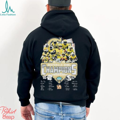 Georgia Tech Yellow Jackets Team 2023 Gasparilla Bowl Champions Finals Score Signatures Shirt