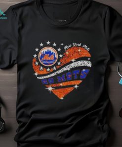 Go Mets Baseball Orange Glitter Heart 2023 Shirt