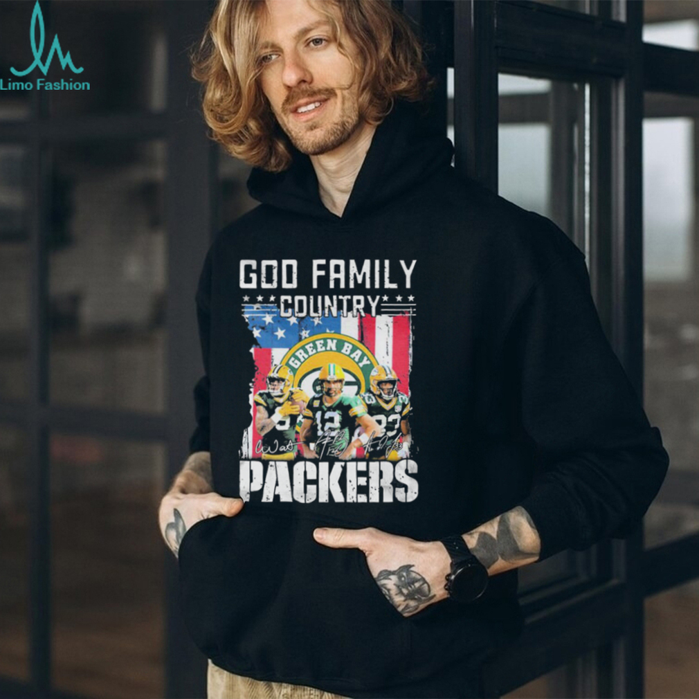God Family Country Green Bay Packers American Flag Signatures Shirt God Family Country Green Bay Packers American Flag Signatures Shirt