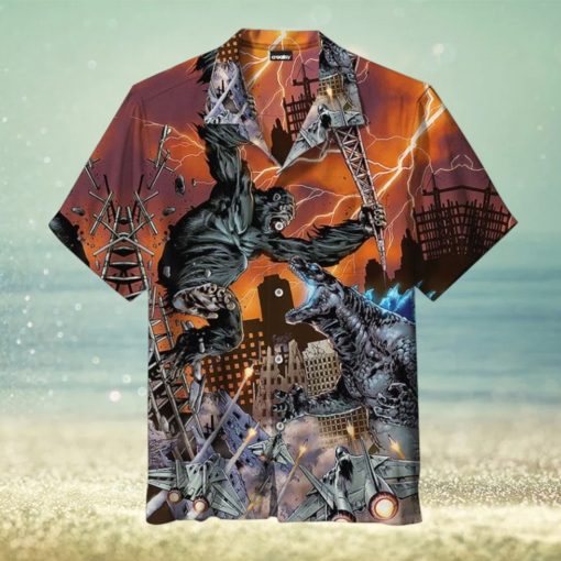 Godzilla vs King Kong Universal Hawaiian Shirt, godzilla gifts, King Kong Shirt, Movie Hawaiian Shirt, King Of The Monsters, Hawaii Shirt,