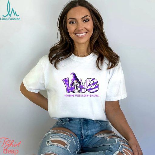 Gonomes purple love someone with crohn’s disease Cancer Awareness shirt