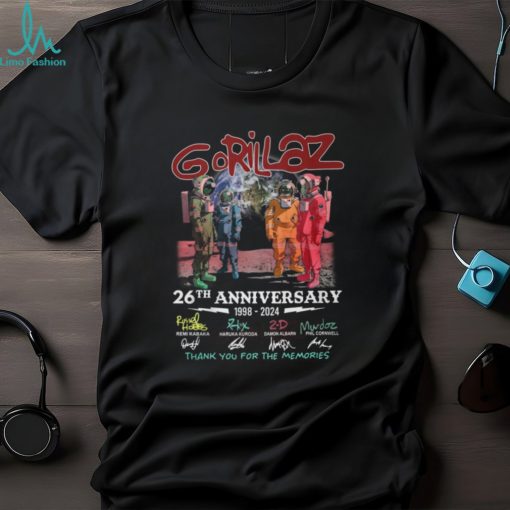 Gorillaz 26th Anniversary 1998 – 2024 Thank You For The Memories T Shirt
