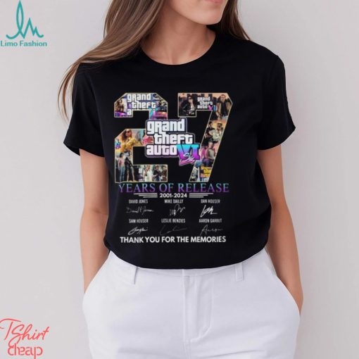 Grand Theft Auto VI 27 Years Of Release 2001 – 2024 Thank You For The Memories T Shirt