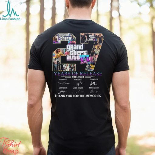 Grand Theft Auto VI 27 Years Of Release 2001 – 2024 Thank You For The Memories T Shirt