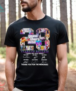 Grand Theft Auto Vi 28 Years Of Release 1997 2025 Thank You For The Memories T Shirt