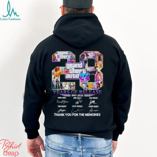 Grand Theft Auto Vi 28 Years Of Release 1997 2025 Thank You For The Memories T Shirt