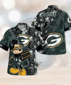 Green Bay Packers Mickey Mouse Floral Short Sleeve Hawaii Shirt