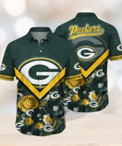 Green Bay Packers NFL Flower Pattern Hawaiian Shirt, Green Bay Packers Gear