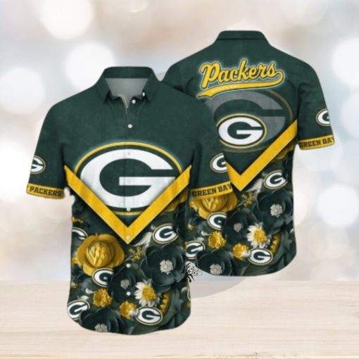 Green Bay Packers NFL Flower Pattern Hawaiian Shirt, Green Bay Packers Gear