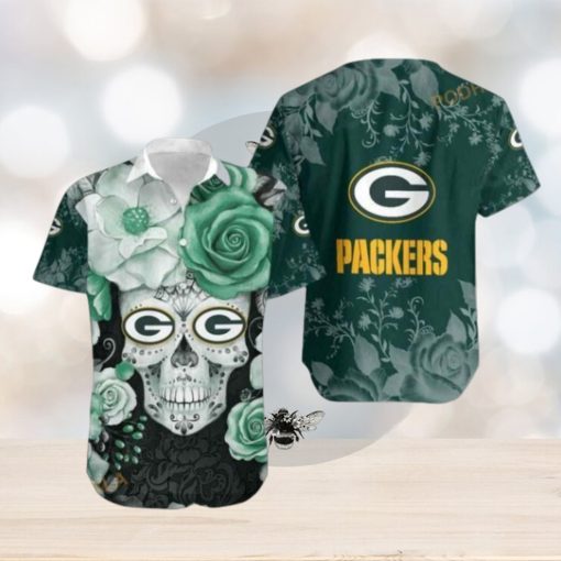 Green Bay Packers Skull NFL Gift For Fan Hawaiian Shirt Graphic Printed