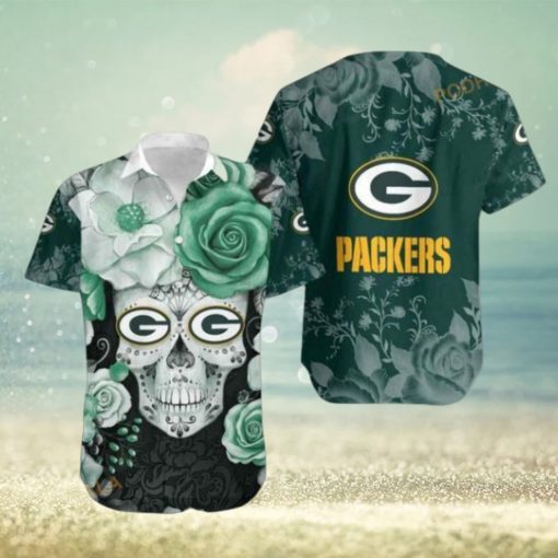 Green Bay Packers Skull NFL Gift For Fan Hawaiian Shirt Graphic Printed