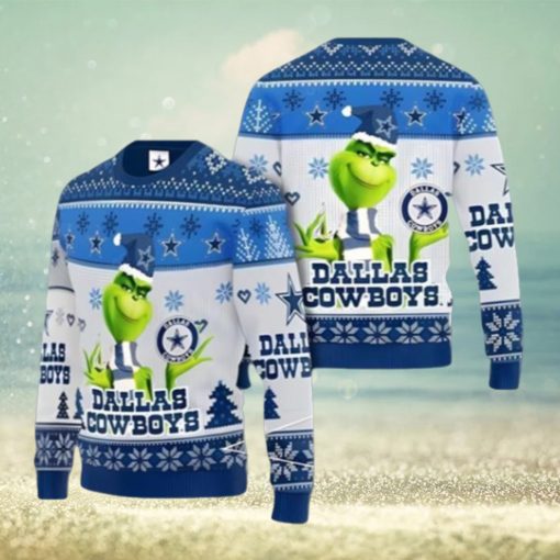 Grinch Dallas Cowboys Ugly Christmas Sweater Xmas 3D Printed Christmas Sweater Gift