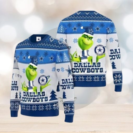 Grinch Dallas Cowboys Ugly Christmas Sweater Xmas 3D Printed Christmas Sweater Gift