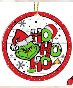 Grinch Face Hohoho Christmas Ceramic Ornament