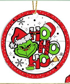 Grinch Face Hohoho Christmas Ceramic Ornament