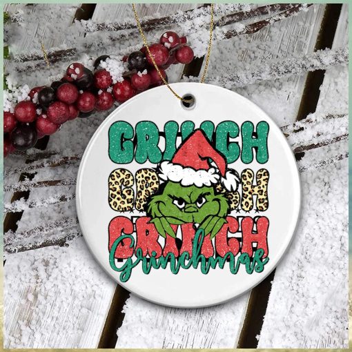 Grinch Green Face Happy Grinchmas Ornament