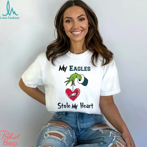 Grinch Hand Holding Philadelphia Eagles My Eagles Stole My Heart Sweatshirt