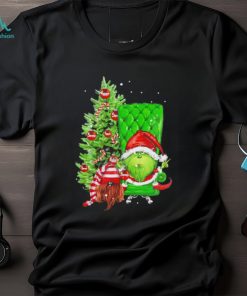 Grinch Hat Santa Hug Ball Grinch Glossy And Gnome Tree Merry Christmas Shirt