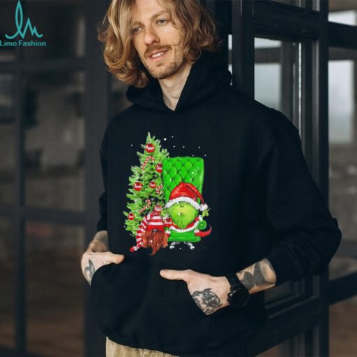 Grinch Hat Santa Hug Ball Grinch Glossy And Gnome Tree Merry Christmas Shirt