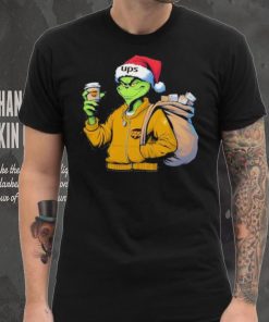 Grinch Hat Santa Hug Coffee United Parcel Service Logo Christmas Shirt