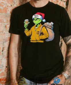 Grinch Hat Santa Hug Coffee United Parcel Service Logo Christmas Shirt