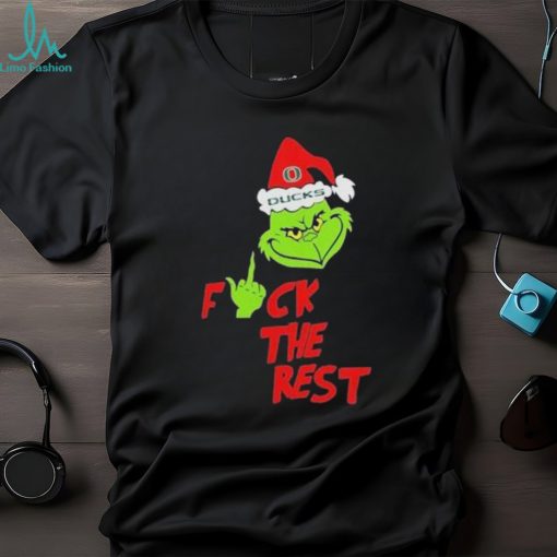 Grinch Hat Santa Oregon Ducks Fuck The Rest Christmas Shirt