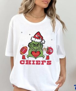 Grinch Loves Chiefs Football Helmet Shirt